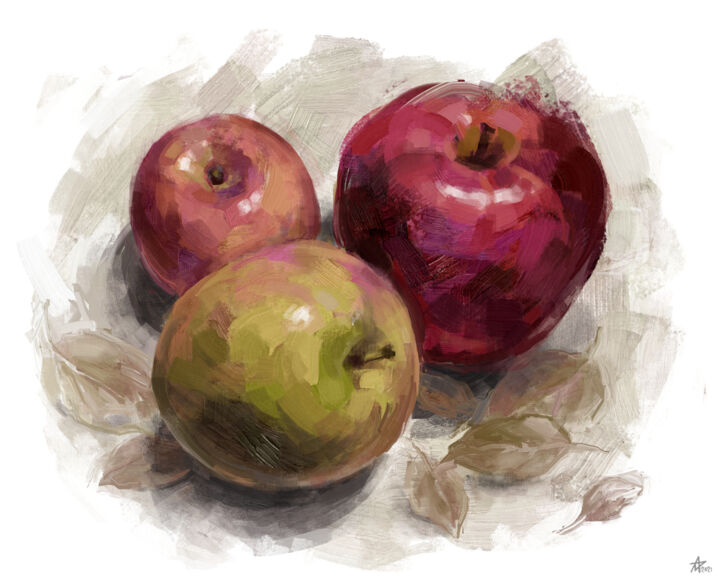 Arts numériques intitulée "The Apples" par Munir Akhmejanov, Œuvre d'art originale, Peinture numérique