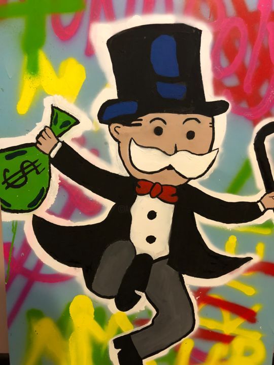 Painting titled "Monopoly Art by Amur" by Murad Arapiev, Original Artwork, Spray paint