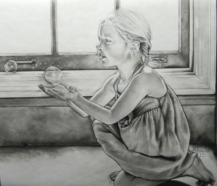 Tekening getiteld "Bubbles" door Alyn Federico, Origineel Kunstwerk, Grafiet