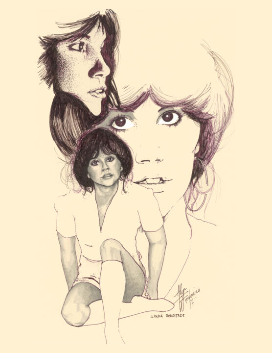 Drawing titled "Ronstadt" by Alyn Federico, Original Artwork, Ink