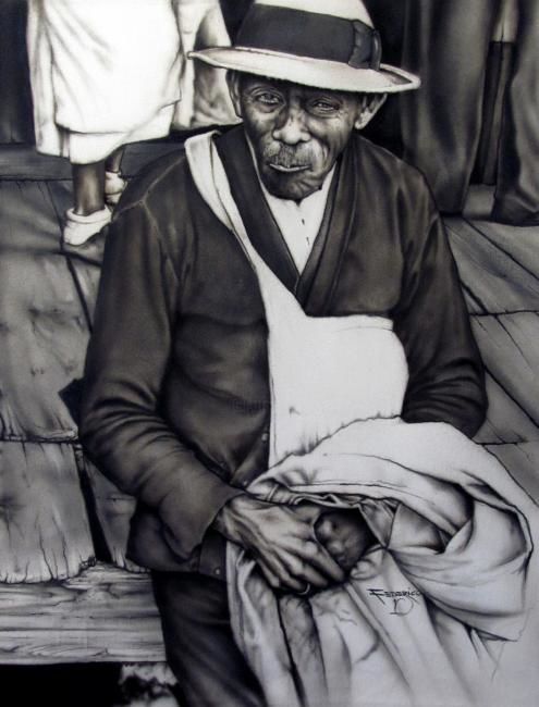 Painting titled "The Cotton Picker" by Alyn Federico, Original Artwork, Airbrush