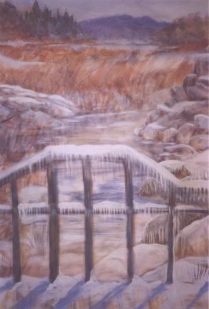 Peinture intitulée "Winter Thaw" par Thom Green, Œuvre d'art originale