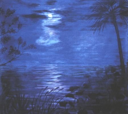 Painting titled "Tampa Moon" by Thom Green, Original Artwork