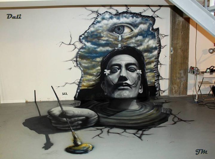 Painting titled "Salvador Dalí 3D" by Murals Dfp Andorra, Original Artwork