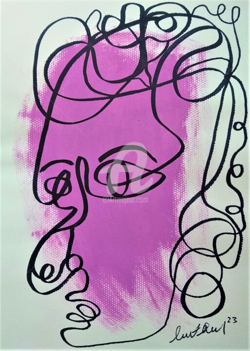 Painting titled "Abstract Faces Seri…" by Murat Rey, Original Artwork, Acrylic