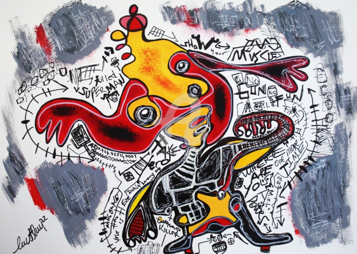 Painting titled "Fake Hero. Abstract…" by Murat Rey, Original Artwork, Acrylic