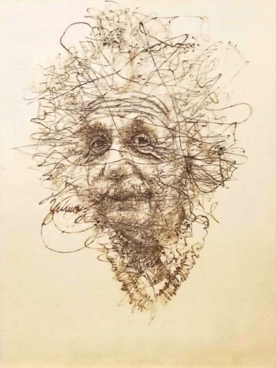 Printmaking titled "Albert Einstein Mind" by Murat Yilmaz, Original Artwork, Encaustic