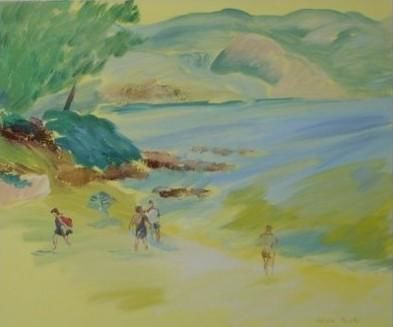 Peinture intitulée "Plage du Cros dei P…" par Oxiane, Œuvre d'art originale