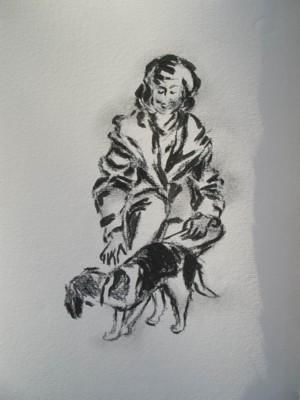 Peinture intitulée "Dona et son chien t…" par Oxiane, Œuvre d'art originale
