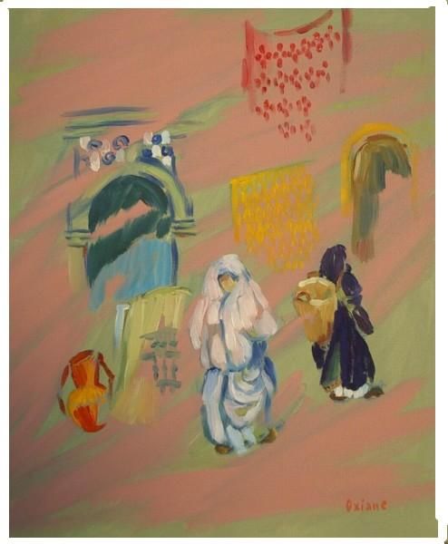 Peinture intitulée "couleurs marocaines…" par Oxiane, Œuvre d'art originale, Huile