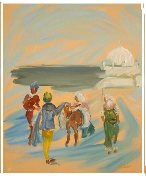 Pintura intitulada "couleurs marocaines…" por Oxiane, Obras de arte originais, Óleo