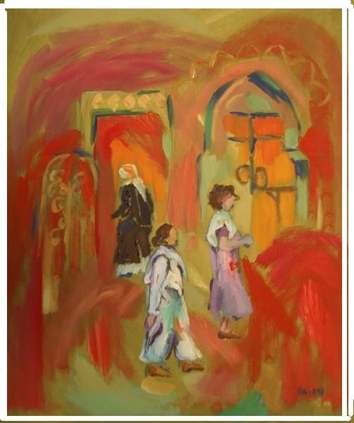 Peinture intitulée "couleurs marocaines…" par Oxiane, Œuvre d'art originale, Huile