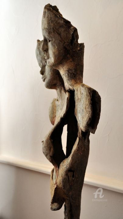 Sculpture intitulée "Les amants eternels" par Muren, Œuvre d'art originale, Bois