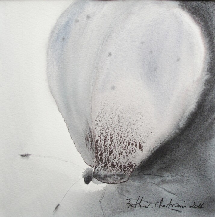 Картина под названием "Papillonnage II" - Muriel Buthier-Chartrain, Подлинное произведение искусства, Акварель