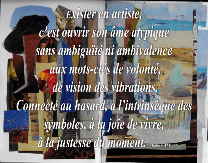 Pintura titulada "Collage-pensée sur…" por Muriel Cayet, Obra de arte original