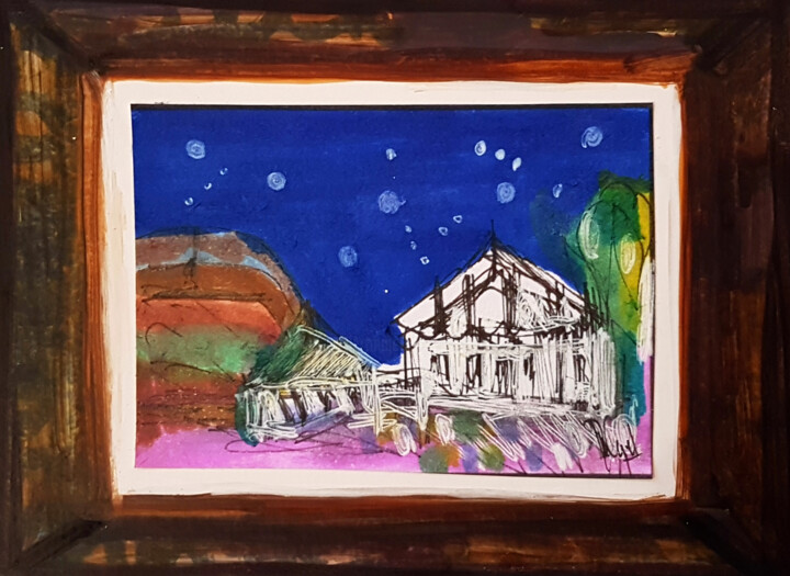 Malerei mit dem Titel "Paysage en miniatur…" von Muriel Cayet, Original-Kunstwerk