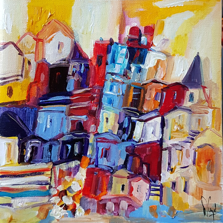 Peinture intitulée "Ville ouverte" par Muriel Cayet, Œuvre d'art originale, Acrylique