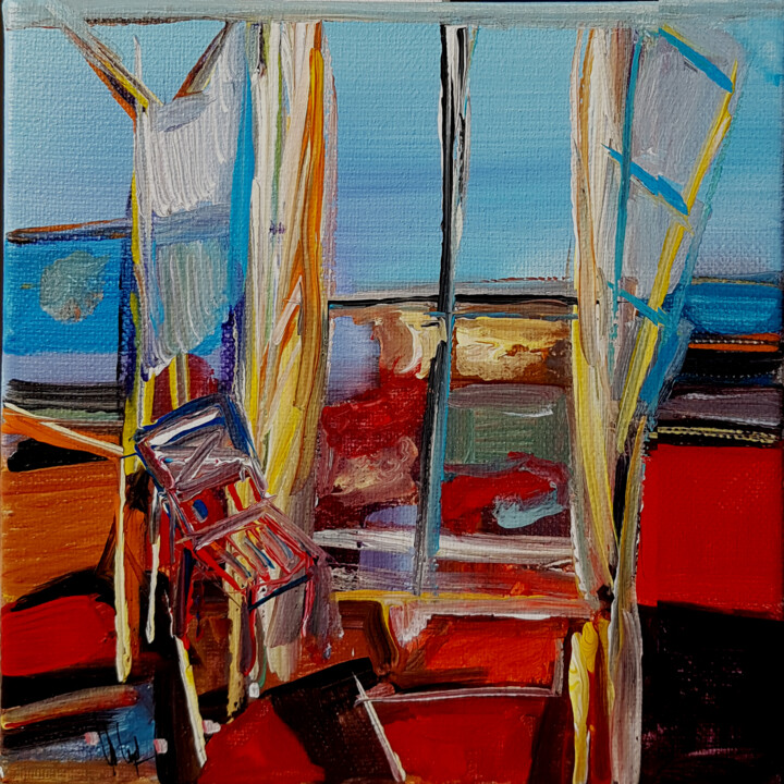 Peinture intitulée "Fenêtre Antibes" par Muriel Cayet, Œuvre d'art originale, Acrylique