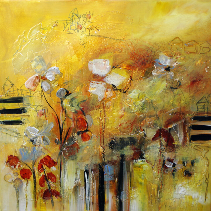 Painting titled "Le jardin miraculeux" by Muriel Cayet, Original Artwork, Acrylic