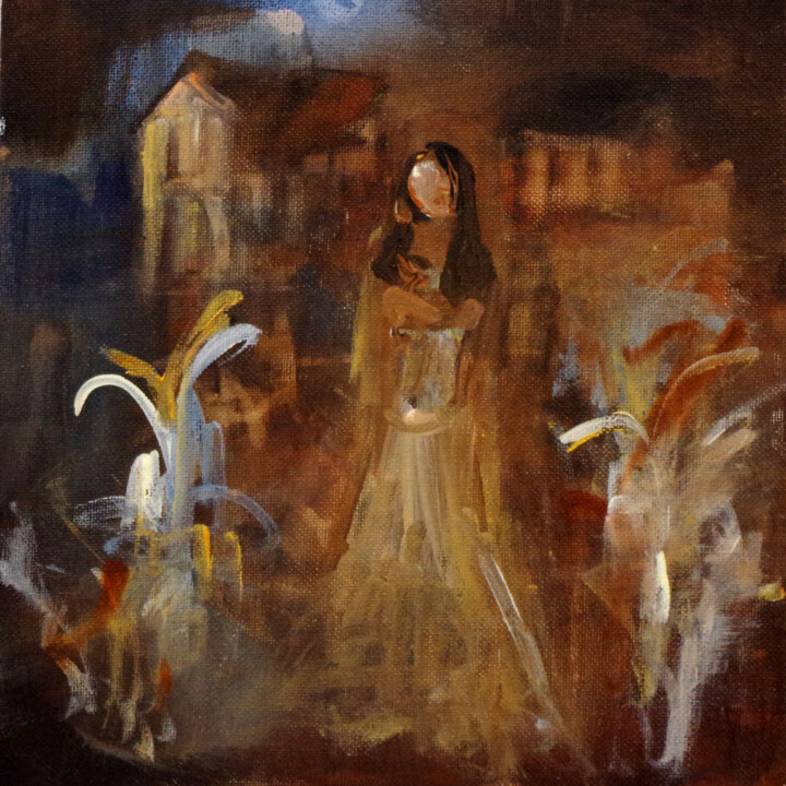 Painting titled "Maternité" by Muriel Cayet, Original Artwork