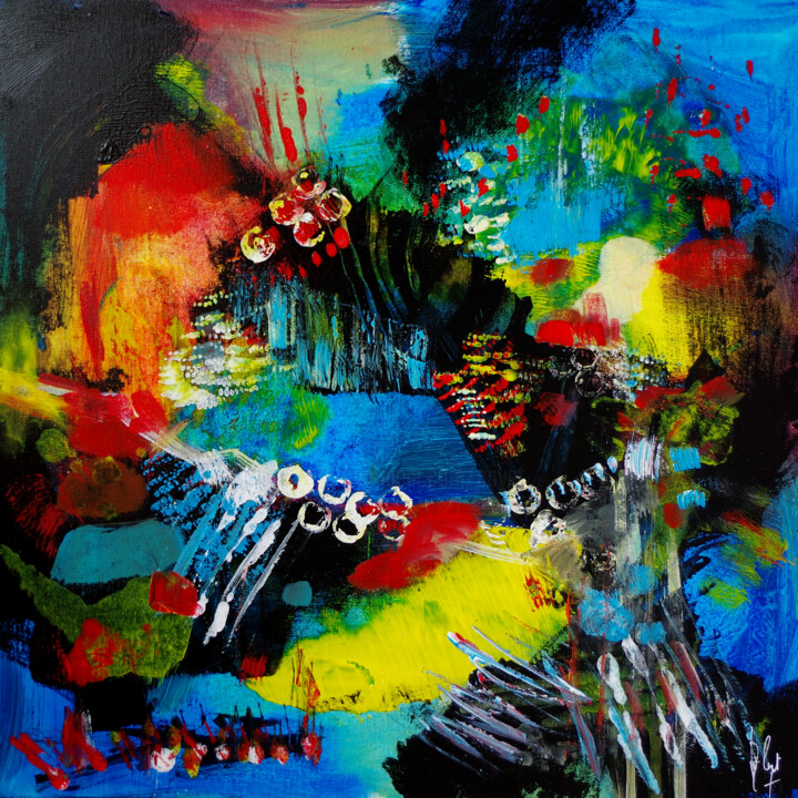 Peinture intitulée "Up in colors" par Muriel Cayet, Œuvre d'art originale, Acrylique