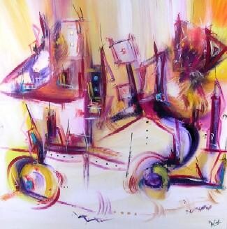 Painting titled "Axe magnétique - Co…" by Muriel Cayet, Original Artwork