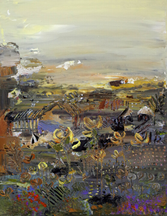 Pintura intitulada "Vallées d'Ecosse" por Muriel Cayet, Obras de arte originais, Acrílico