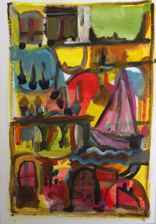 Painting titled "Repartances" by Muriel Cayet, Original Artwork, Gouache