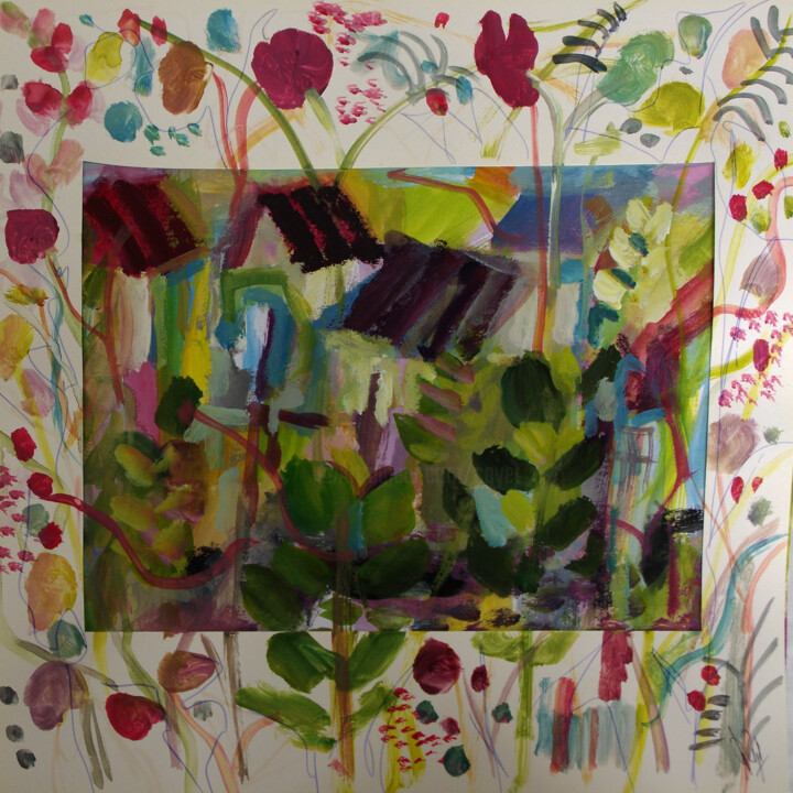 Painting titled "Jardin ami" by Muriel Cayet, Original Artwork, Gouache
