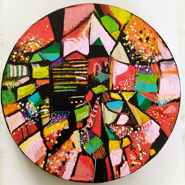 제목이 "Messages à époques…"인 미술작품 Muriel Cayet로, 원작, 아크릴 나무 들것 프레임에 장착됨