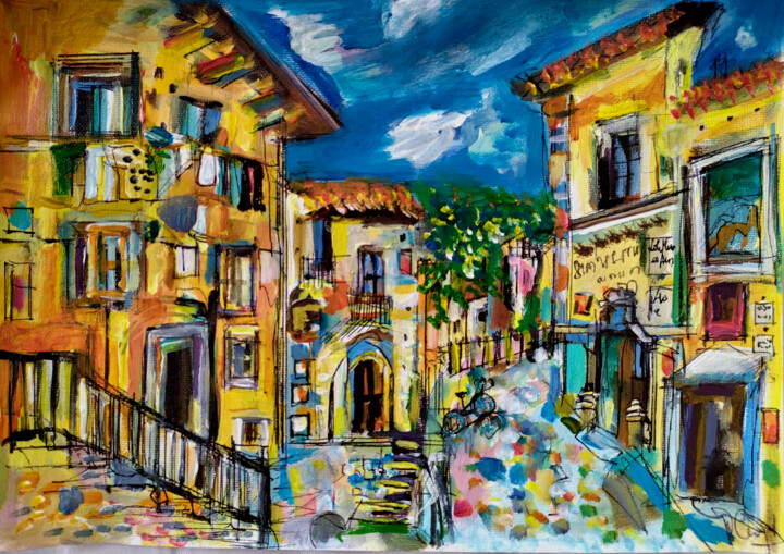 Painting titled "Un passo antico" by Muriel Cayet, Original Artwork, Acrylic