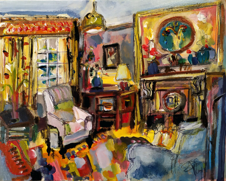 Pintura intitulada "Writing-room" por Muriel Cayet, Obras de arte originais, Acrílico Montado em Cartão