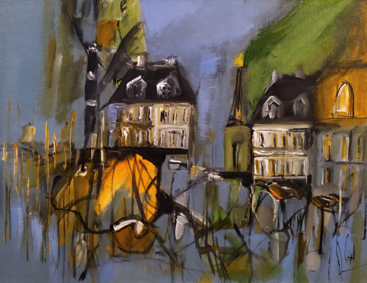 Painting titled "Une révérence de la…" by Muriel Cayet, Original Artwork, Acrylic Mounted on Cardboard