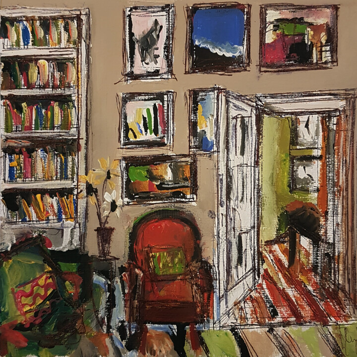 Peinture intitulée "Intérieur à ressour…" par Muriel Cayet, Œuvre d'art originale, Acrylique Monté sur Carton