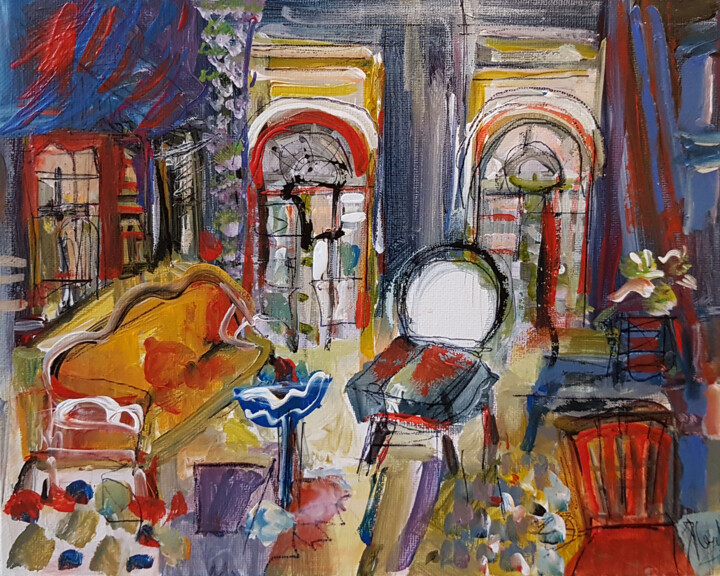 Painting titled "Théâtre sans paroles" by Muriel Cayet, Original Artwork, Acrylic