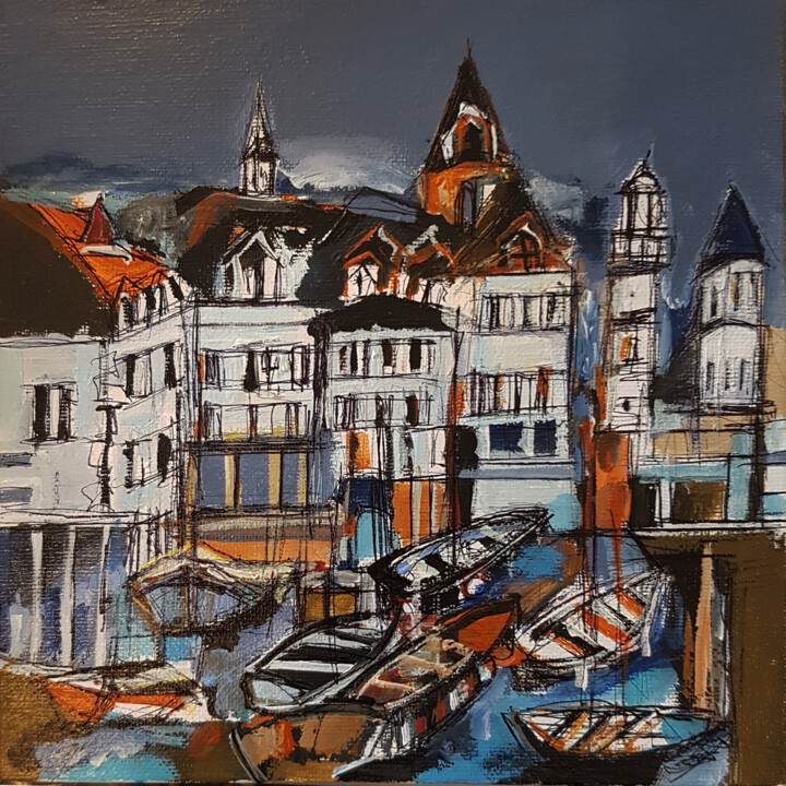 Peinture intitulée "Un point de départ" par Muriel Cayet, Œuvre d'art originale, Acrylique Monté sur Carton