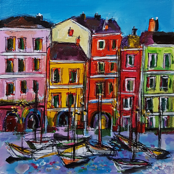 Peinture intitulée "Des pans lumineux" par Muriel Cayet, Œuvre d'art originale, Acrylique Monté sur Carton