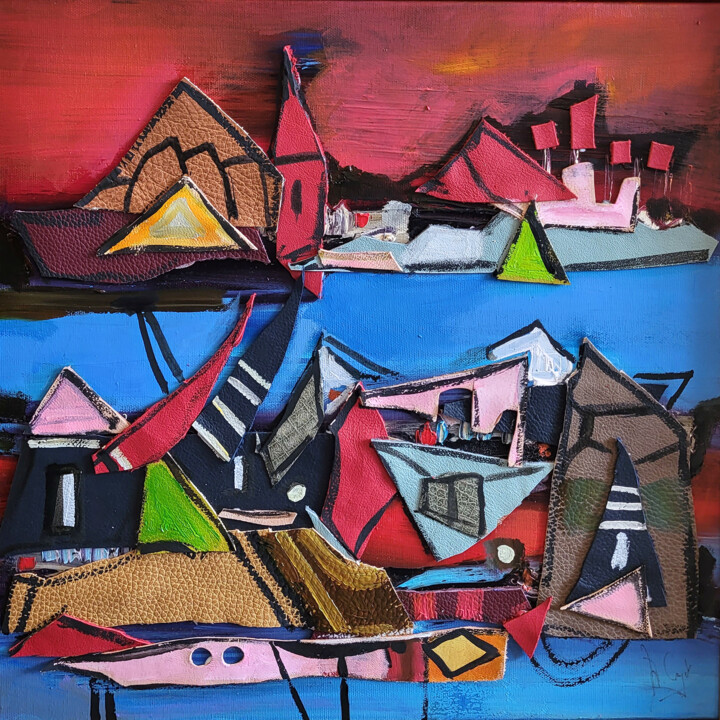 Peinture intitulée "Côte basque" par Muriel Cayet, Œuvre d'art originale, Acrylique Monté sur Châssis en bois