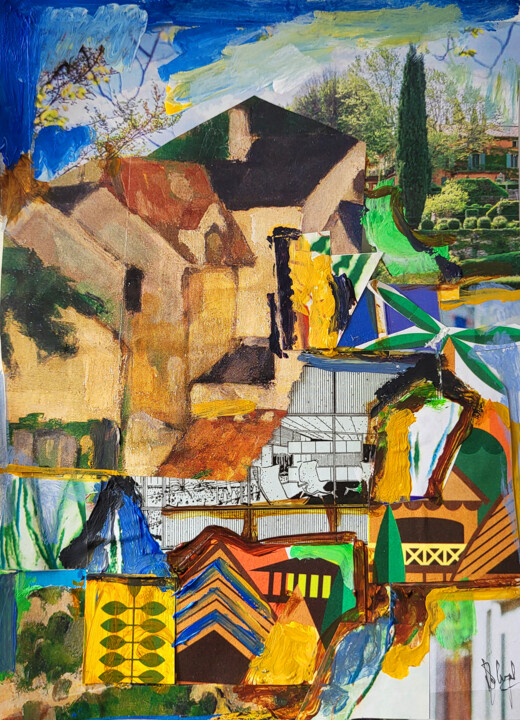 Collages titled "Intemporalités" by Muriel Cayet, Original Artwork, Collages