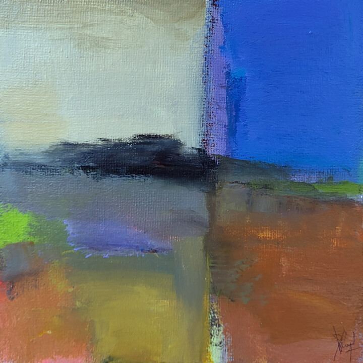 Peinture intitulée "Carré d'horizon  5" par Muriel Cayet, Œuvre d'art originale, Acrylique