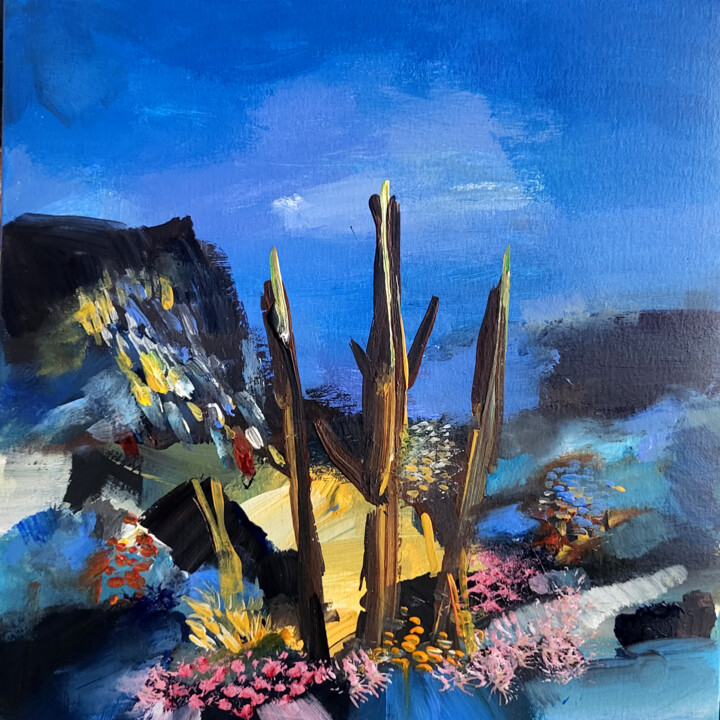 Painting titled "Raccourci de côtes…" by Muriel Cayet, Original Artwork, Acrylic