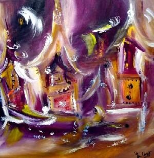 Painting titled "Nuit d'ocre" by Muriel Cayet, Original Artwork