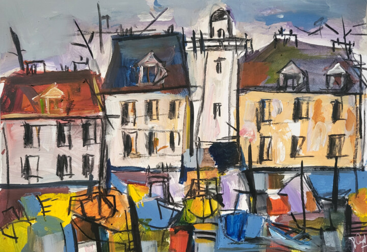 Painting titled "Quai breton - Acryl…" by Muriel Cayet, Original Artwork, Acrylic