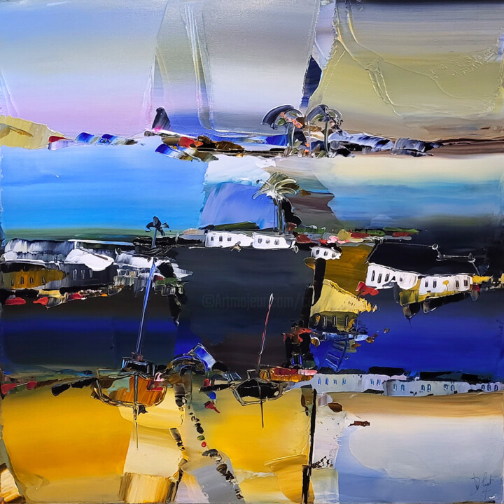 Картина под названием "Par-delà les dunes" - Muriel Cayet, Подлинное произведение искусства, Акрил Установлен на Деревянная…
