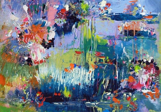 Malerei mit dem Titel "Jardin 29 - Collect…" von Muriel Cayet, Original-Kunstwerk