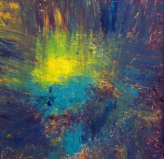 Peinture intitulée "L'eau de soleil - E…" par Muriel Cayet, Œuvre d'art originale