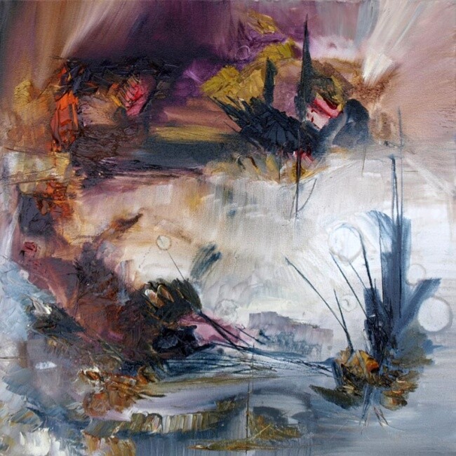 Peinture intitulée "Fleurs d'orage" par Muriel Cayet, Œuvre d'art originale