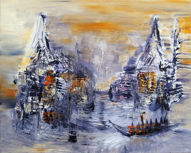 Painting titled "Larguez les amarres" by Muriel Cayet, Original Artwork