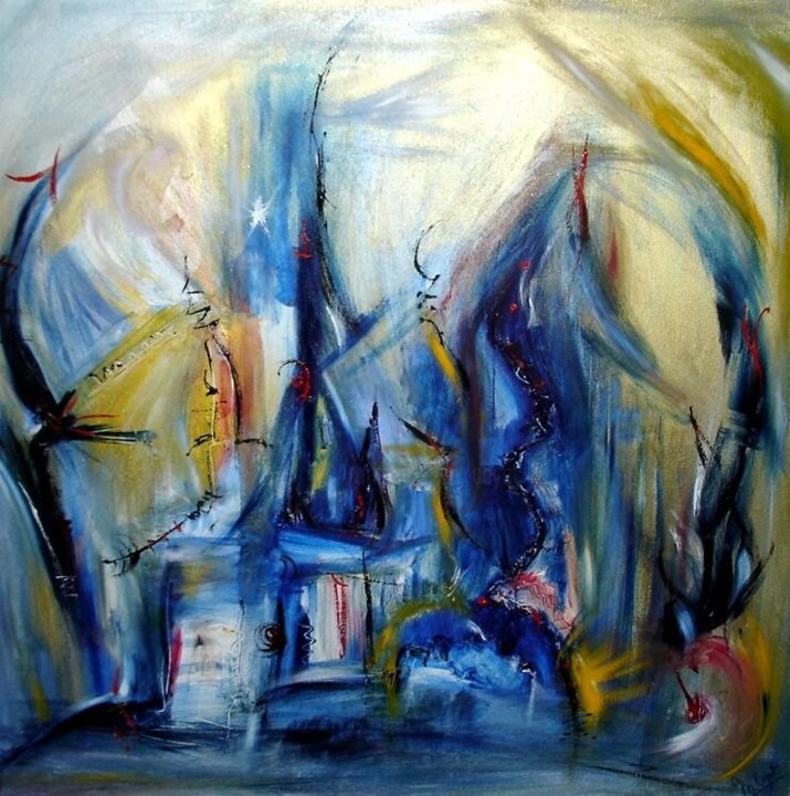 Painting titled "La première étoile" by Muriel Cayet, Original Artwork