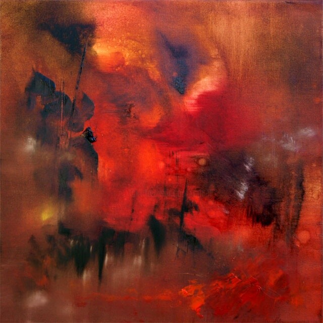 Peinture intitulée "L'ondée rouge - Col…" par Muriel Cayet, Œuvre d'art originale